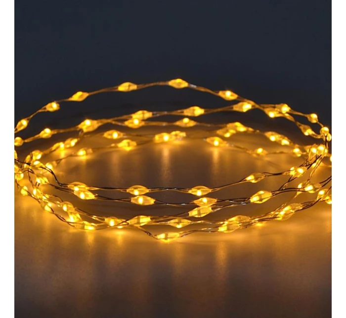 BATÉRIOU OVLÁDANÉ DRÔTENÉ SVETLÁ GIRLANDA 90 VIEDOL TEPLÁ BIELA BLESK LUCA