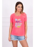 růžová halenka s potiskem model 18742970 - K-Fashion růžová halenka s potiskem model 18742970 - K-Fashion