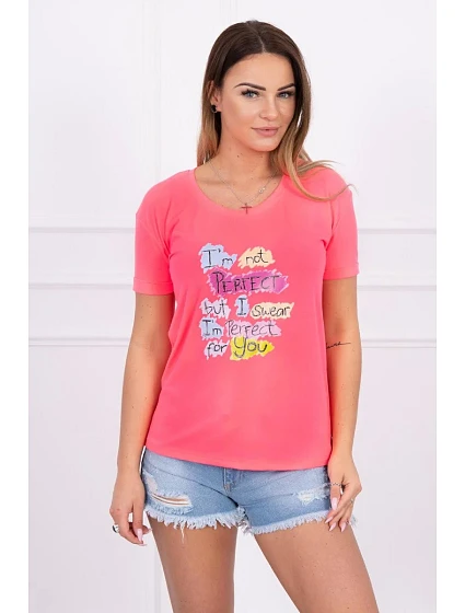 růžová halenka s potiskem model 18742970 - K-Fashion růžová halenka s potiskem model 18742970 - K-Fashion
