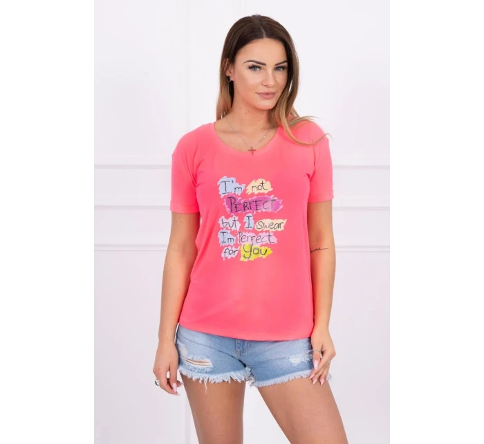 růžová halenka s potiskem model 18742970 - K-Fashion růžová halenka s potiskem model 18742970 - K-Fashion