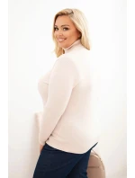 Dámský svetr Plus Size z viskózy model 21321814 střihu béžový - K-Fashion