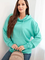 Dámska mikina s kapucňou a klokankou z bavlnenej mäty