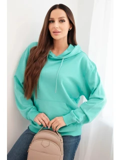 Dámská mikina s kapucí a model 21494963 z bavlny mátová - K-Fashion