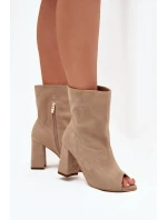 Semišové Boty Na Podpatku S  Béžové Zazoo model 21704113 - Boto