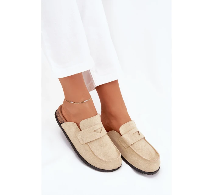 Dámske papuče na korkovej platforme - béžové Nivalia Dámske papuče na korkovej platforme - béžové Nivalia