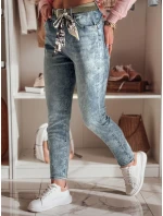 Dámske džínsové nohavice slim fit s opaskom FLORETTA modré FashionStreet UY2490