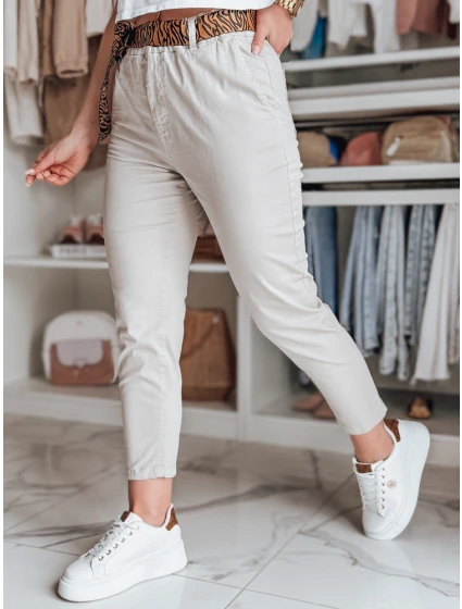 Dámské volnočasové kalhoty s páskem light beige Dstreet model 21987141 - FashionStreet