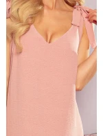 306-3 ROSITA Šaty s mašľami na ramenách a volánovým lemom - PUDRAL ROSE