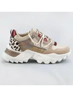 Béžové dámske športové topánky so zvieracím motívom (VIVI1038)