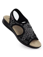 Dámske elastické kvetinové sandále High Seven Black Unisoft 7196