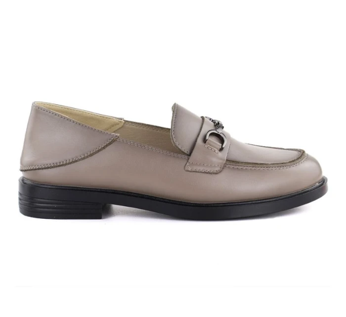 Dámské kožené polobotky mokasíny béžové model 22015081 - VINCEZA Dámské kožené polobotky mokasíny béžové model 22015081 - VINCEZA