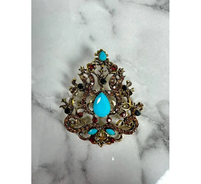 Brošňa XZ459-191 zlato + modrá