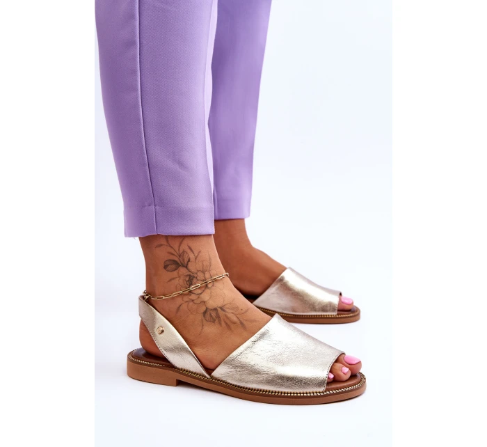 Kožené sandály zlaté model 21617472 - Zazoo