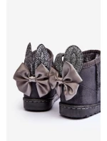 Dziewczęce Ocieplane Śniegowce Z Kokardkami Ciemnoszare Meriva Dziewczęce Ocieplane Śniegowce Z Kokardkami Ciemnoszare Meriva