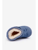 Dziecięce Śniegowce Botki Z Brokatem Niebieskie Sulinne Dziecięce Śniegowce Botki Z Brokatem Niebieskie Sulinne