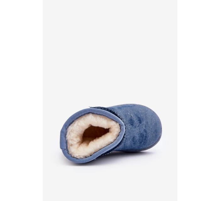 Dziecięce Śniegowce Botki Z Brokatem Niebieskie Sulinne Dziecięce Śniegowce Botki Z Brokatem Niebieskie Sulinne