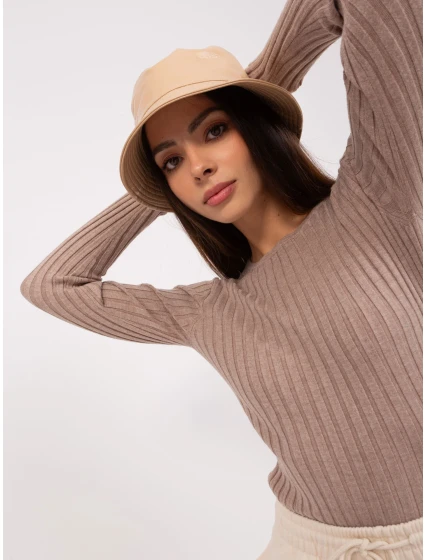 Sweter PM SW model 18909266 ciemny bezowy - FPrice Sweter PM SW model 18909266 ciemny bezowy - FPrice