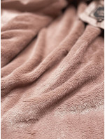 Dámsky kabát z eko kože v staroružovej farbe s kožušinou (LD5520)