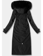 Dlhá hrubá zimná bunda s kapucňou Libland Black (7614)