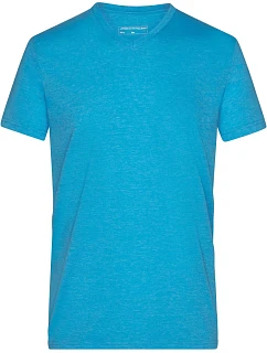 JN Pánské tričko s výstřihem do V 02.0 turquoise melange model 22494662 - Daiber