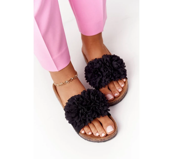 Klapki Na Korkowej Podeszwie Czarne Flowerbomb Klapki Na Korkowej Podeszwie Czarne Flowerbomb