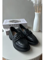 Elegantní černé dámské kožené mokasíny model 21655405 - VINCEZA