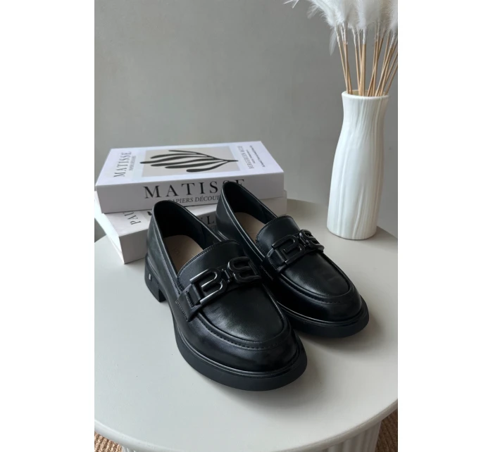 Elegantní černé dámské kožené mokasíny model 21655405 - VINCEZA