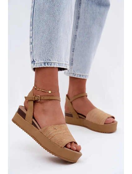 Dámské sandály na platformě model 22200672 tmavě béžové - Wrangler