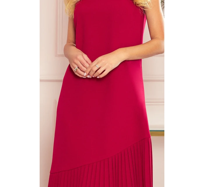 Červené dámské trapézové šaty s asymetrickým model 8489478 - numoco