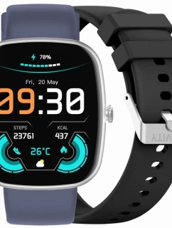 GRAVITY GT18-6 Pánske inteligentné hodinky Čierny silikónový remienok + námornícky modrý remienok