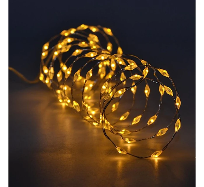 BATÉRIOU OVLÁDANÉ DRÔTENÉ SVETLÁ GIRLANDA 90 VIEDOL TEPLÁ BIELA BLESK LUCA