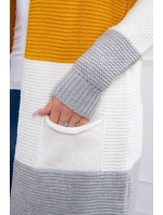 Šedý+horčičný pruhovaný sveter
