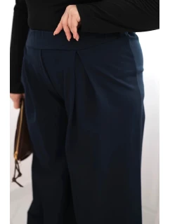 Dámske Plus veľkosť široké nohavice so skladaním Garnet