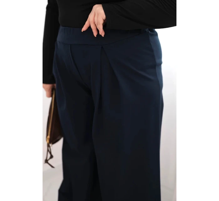 Dámske Plus veľkosť široké nohavice so skladaním Garnet