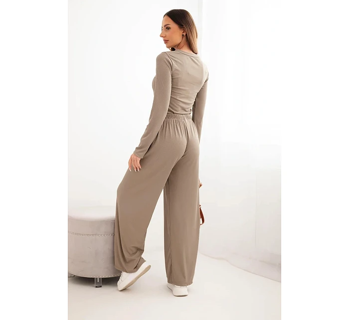 Dámska súprava z viskózy s blúzkou a širokými nohavicami fango