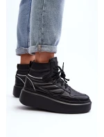 Zazoo 3392/X Damskie Skórzane Buty Sportowe Na Platformie Czarne