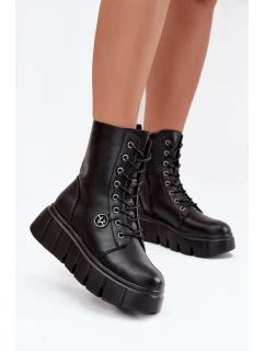 Zamszové Botky Workery Na Masivní Platformě Černé model 21707970 - VINCEZA