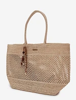 Veľká pletená nákupná taška s príveskom Light Beige Lucette