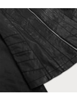 Čierna bunda ramoneska s okrúhlym výstrihom (TD-116)