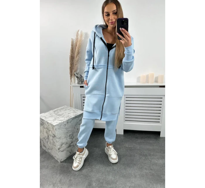 Zateplená súprava s dlhou mikinou modrá