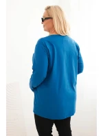 Dámská blůza Plus Size s výstřihem do V a dlouhým rukávem chabrová