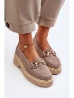Zazoo 3429 Zamszowe Mokasyny Damskie Z Ozdobą Cappuccino
