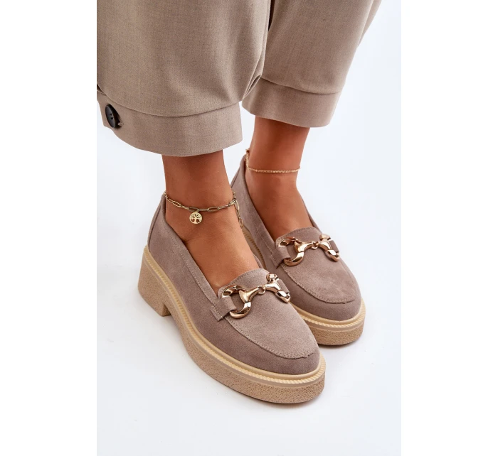 Zazoo 3429 Zamszowe Mokasyny Damskie Z Ozdobą Cappuccino