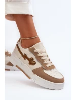 Sneakersy Damskie Na Platformie Beżowe Zeparine Sneakersy Damskie Na Platformie Beżowe Zeparine