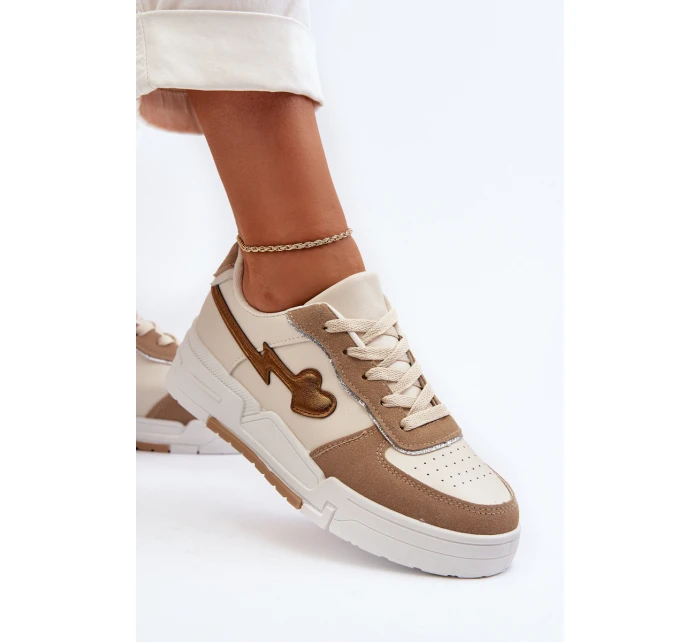 Sneakersy Damskie Na Platformie Beżowe Zeparine Sneakersy Damskie Na Platformie Beżowe Zeparine