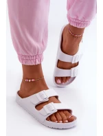 Damskie Piankowe Klapki Z Klamrami Białe Luciene