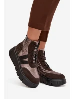 Dámské zateplené kotníkové boty na platformě model 21712578 hnědé - VINCEZA Dámské zateplené kotníkové boty na platformě model 21712578 hnědé - VINCEZA