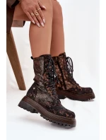 Dámské Kožené Workery Work Shoes Maciejka 06203-32 Hnědo Zlato