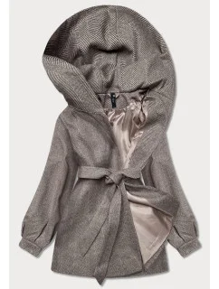 Hnědá dámská rozšířená bunda se vzorem model 21140787 - ROSSE LINE