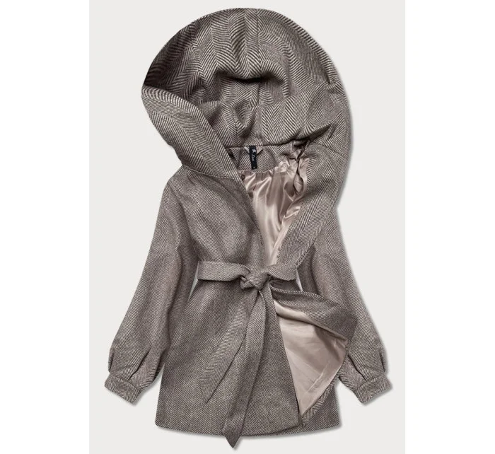 Hnědá dámská rozšířená bunda se vzorem model 21140787 - ROSSE LINE